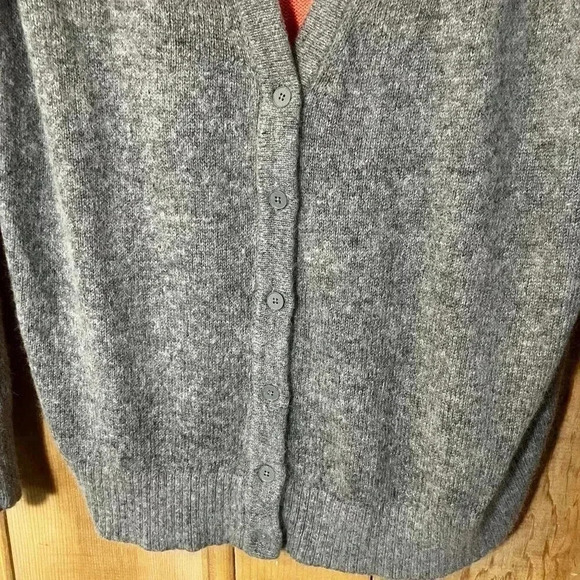 GAP Womens Angora Rabbit Hair Button Up Cardigan Sweater XL Gray Pink SP EXC - Picture 5 of 12